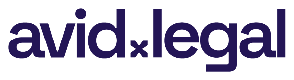 The logo of Avid Legal with the text in purple and gray.