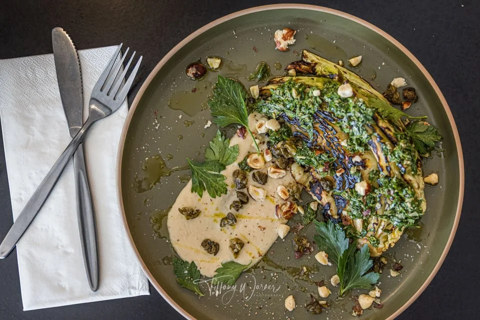 Charred cabbage with cannellini &amp; salsa verde