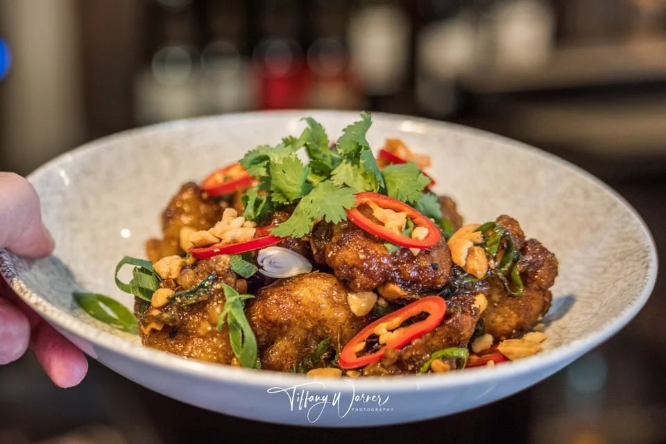 Chinese kung pao cauliflower stir fry