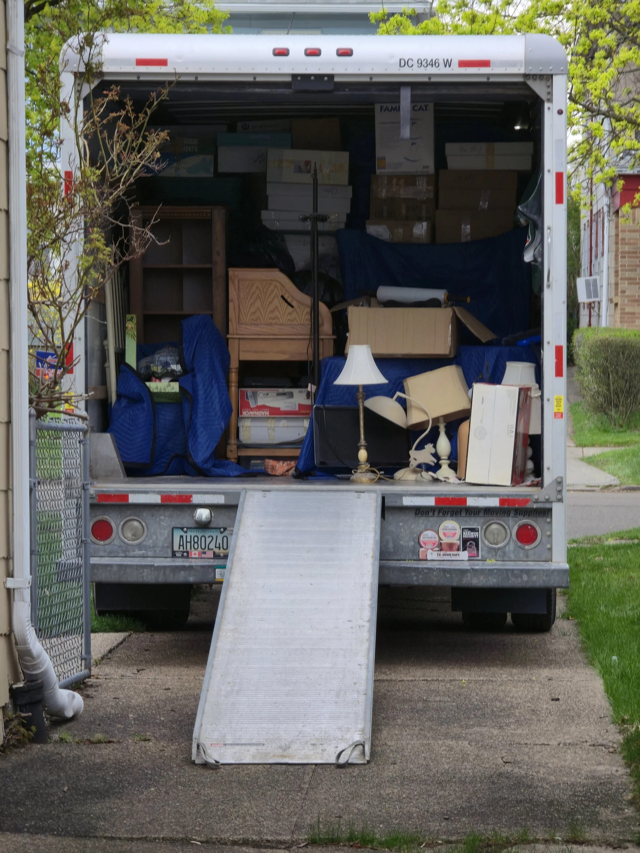 A fully packed moving truck