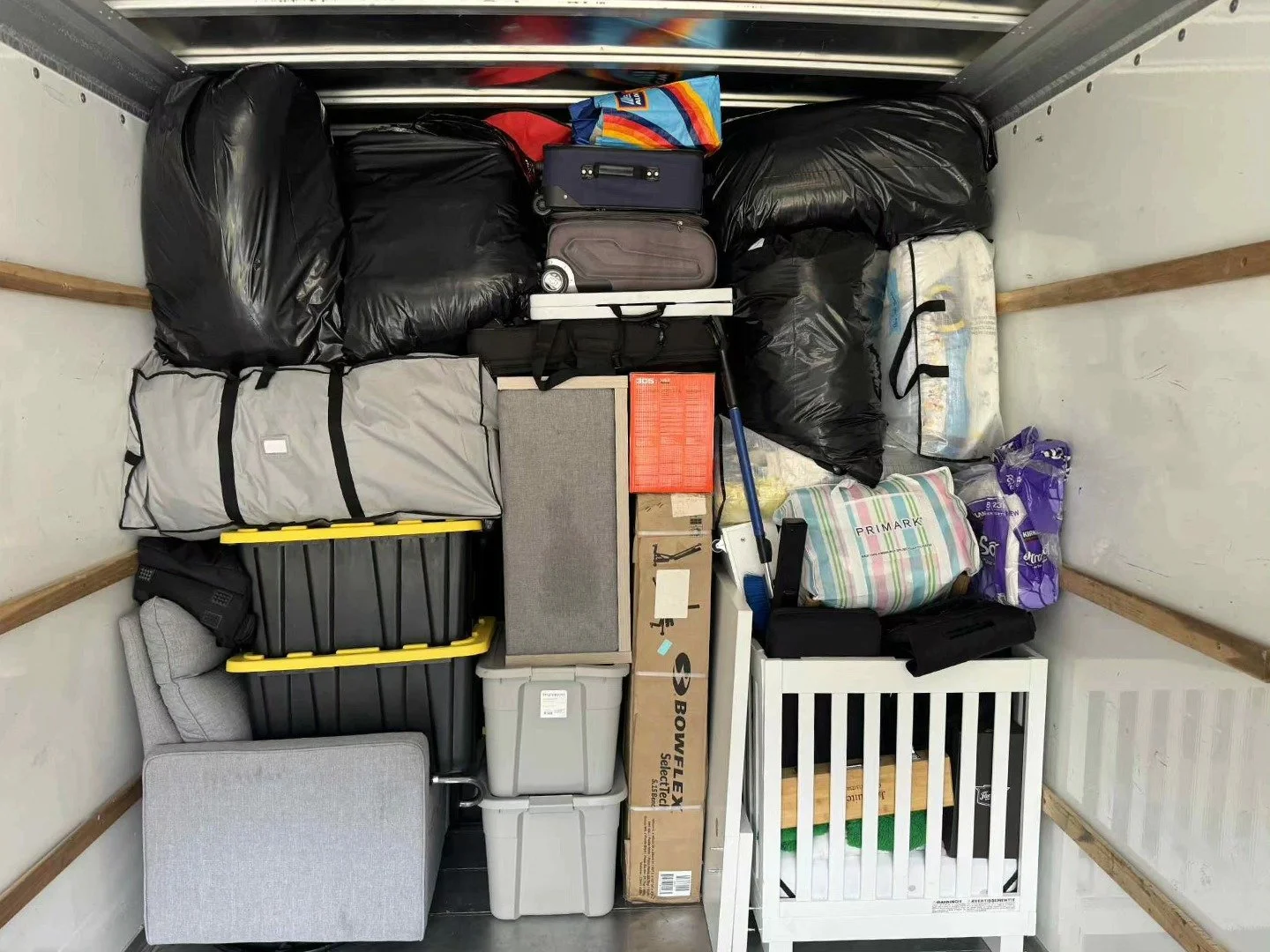 A tightly packed moving truck