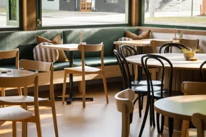 hospitality design timber cork natural materials meraki kitchen