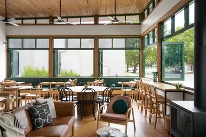 hospitality design timber cork natural materials meraki kitchen