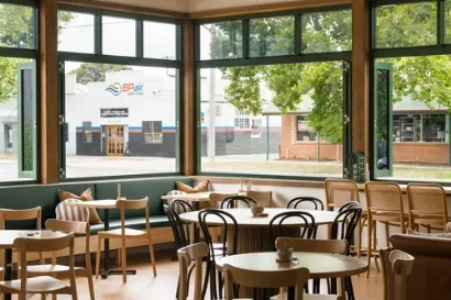 hospitality design timber cork natural materials meraki kitchen