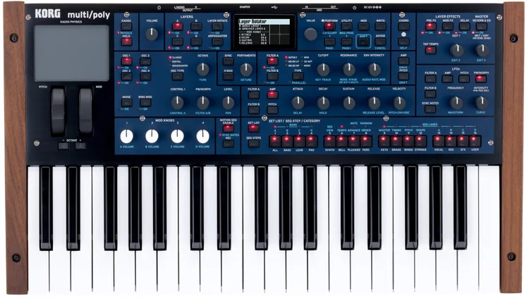 Korg multi/poly 37-key synthesizer, top view