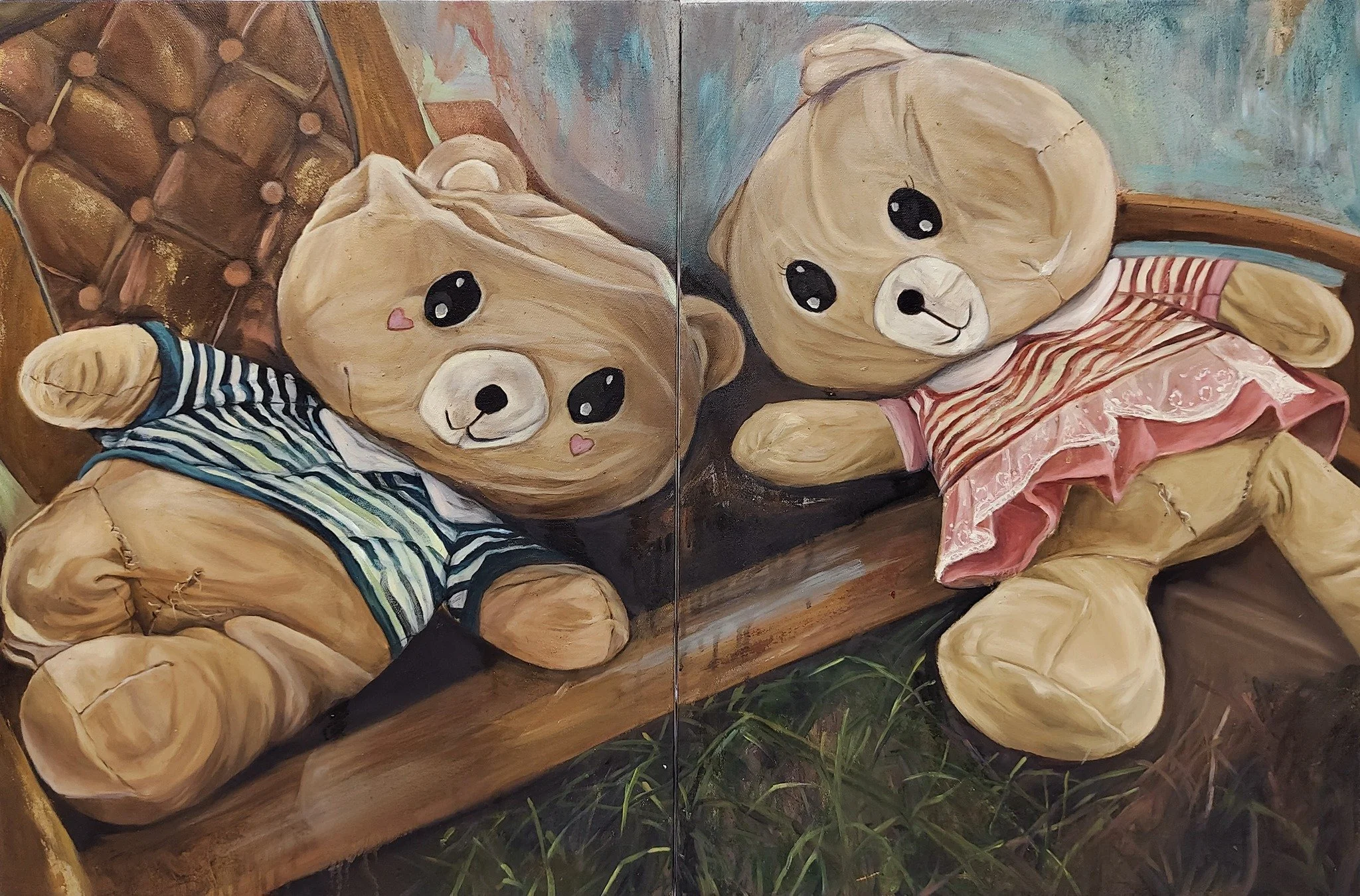 TWINS IN LIMBO
24 1/8 x 36 1/8 inches (diptych) Oil on Canvas 2024
