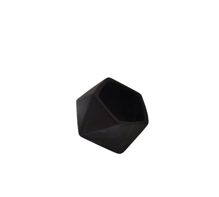 3" Diagonal Cut Glass Cube | Black Marble