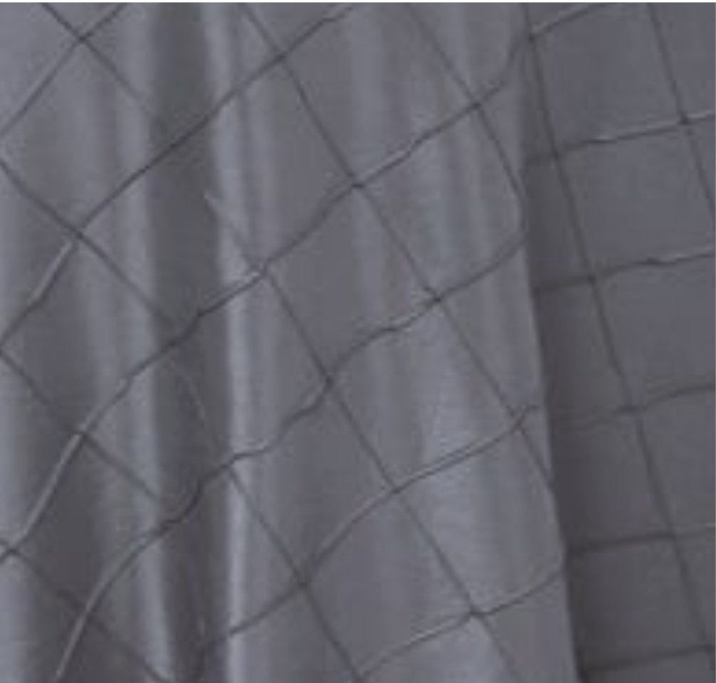 120" Round Tablecloth | Pintuck Platinum