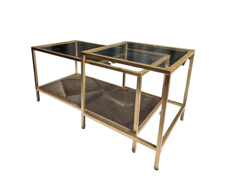 Pair of Nesting Tables | Gold And Glass