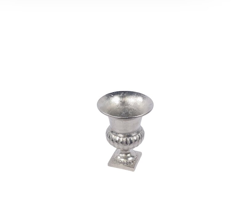 8" Muted Metallic Greek Urn | Silver