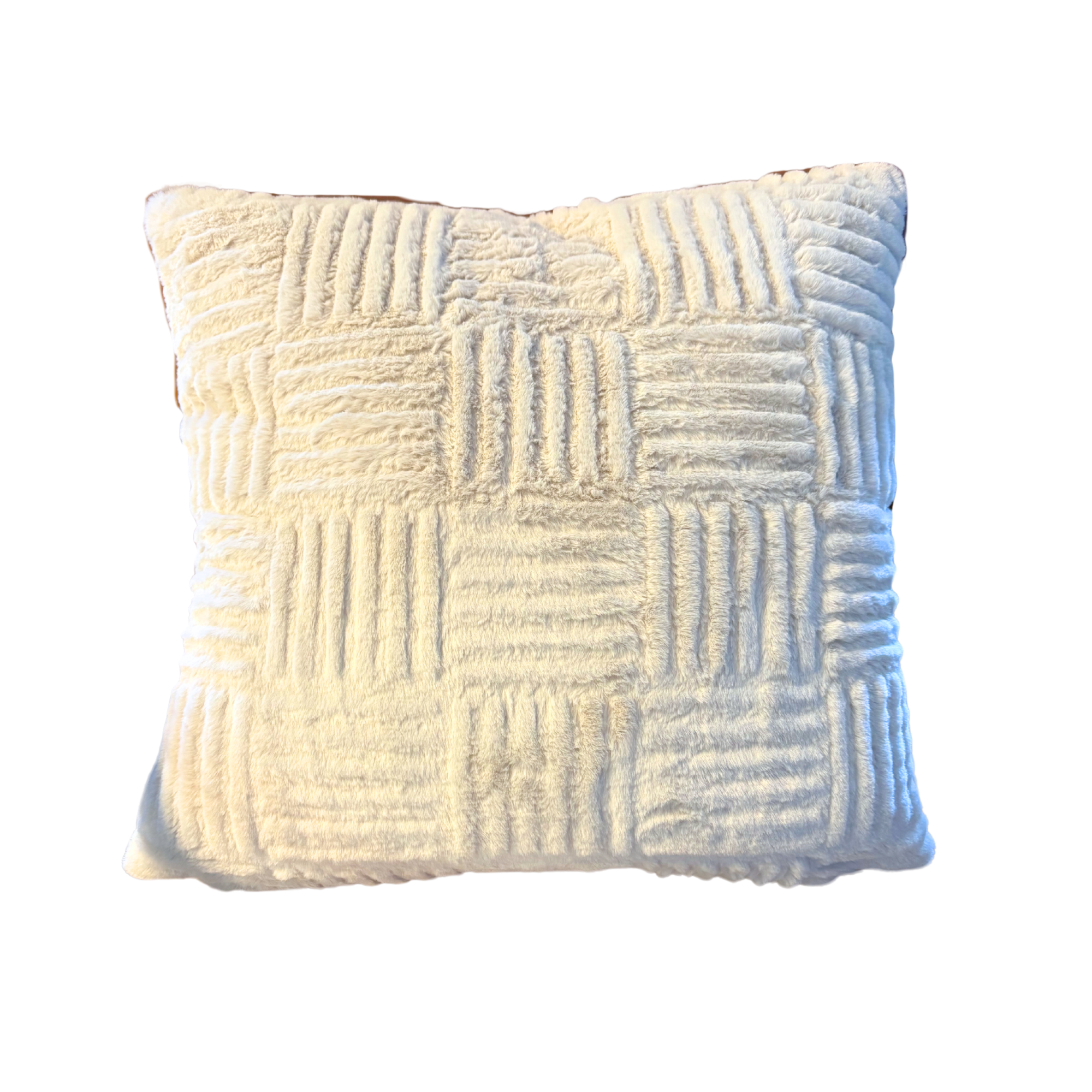 Cream Fuzzy Patterned Throw Pillow - 18"x18"