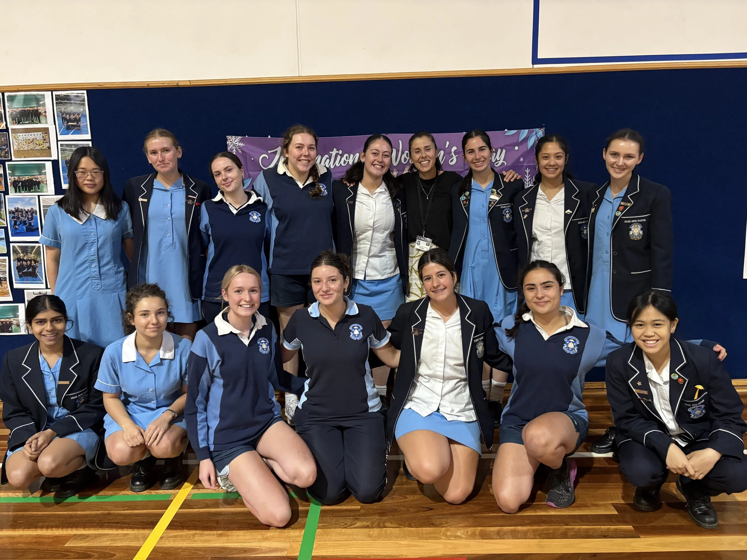 Kat with group of Senior Students for 'International Women's Day'.
