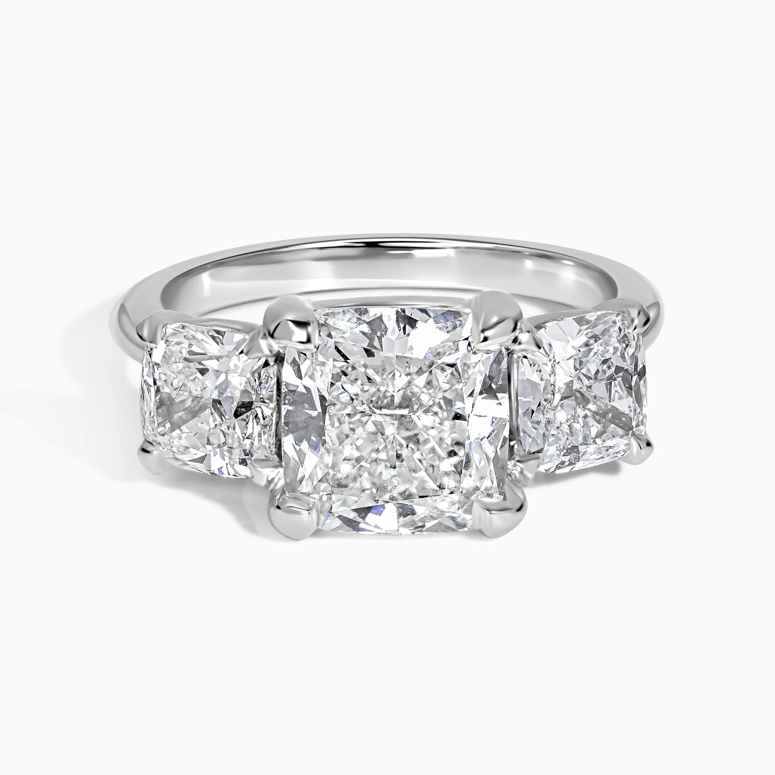 3 Cushion Stone Snowcap Ring - 5.58 cttw