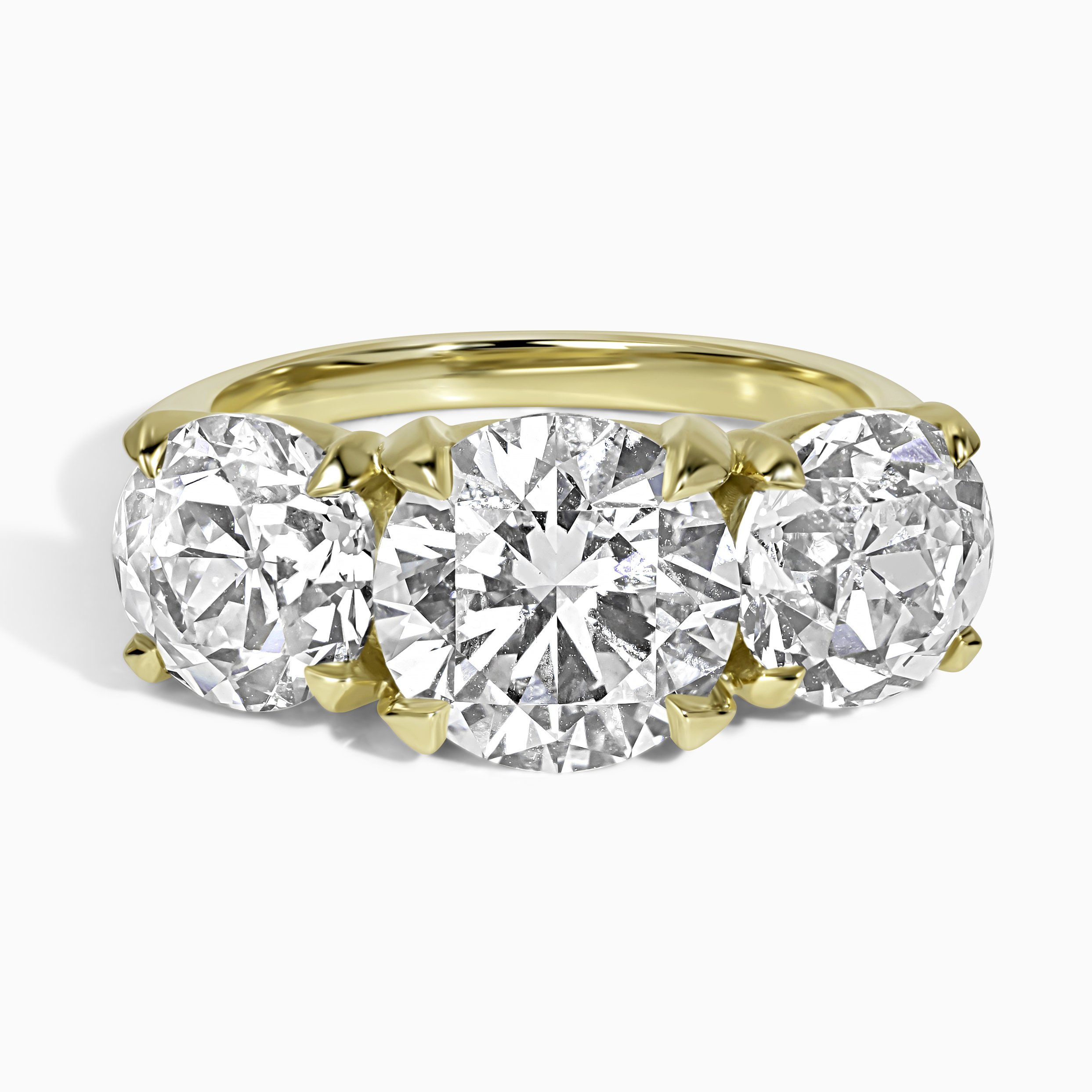 3 Stone Snowcap Ring - 7.82 cttw Round ctr