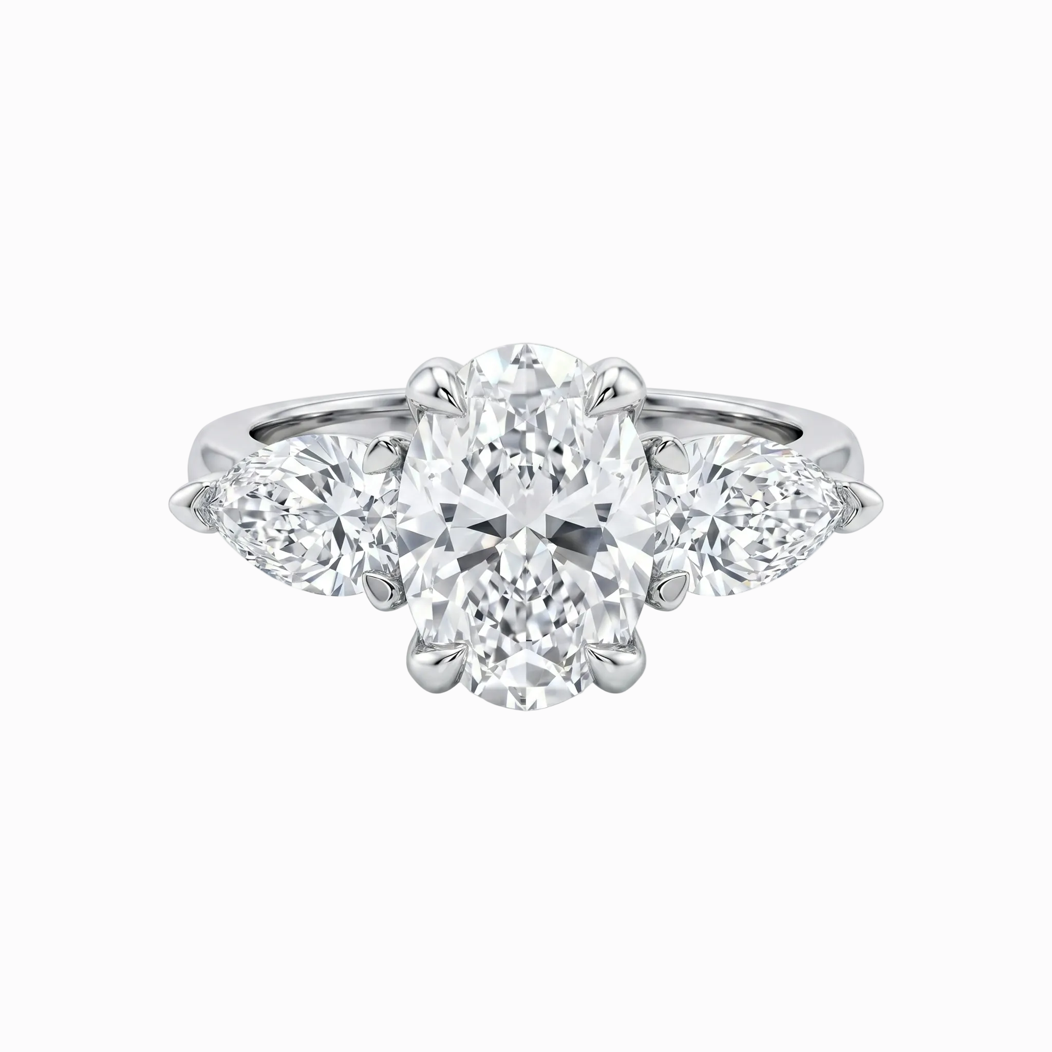 3 Stone Ocean Wave Ring - 5.69 cttw Oval ctr