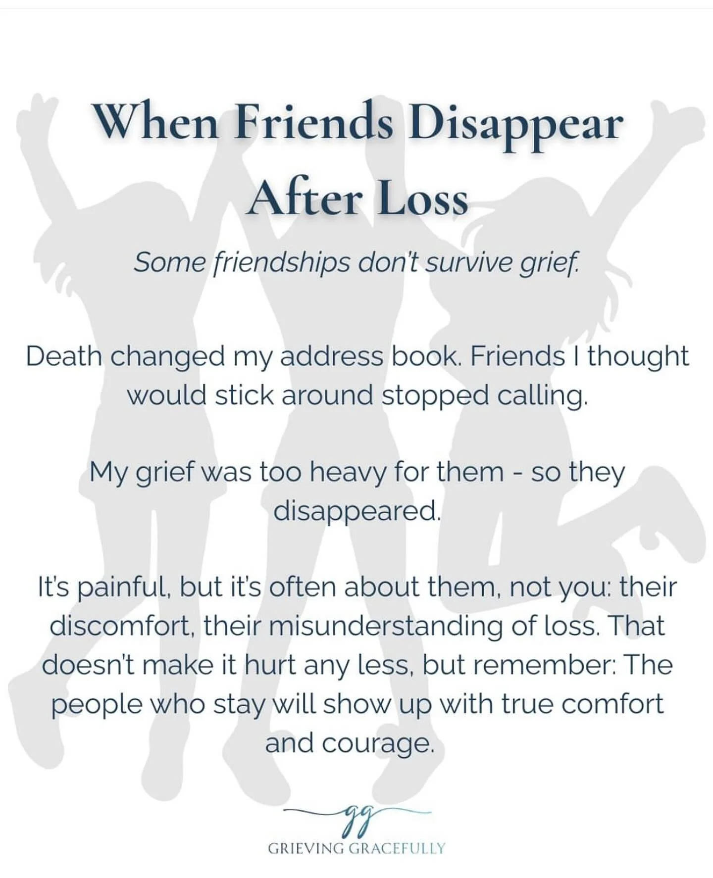 If you&rsquo;ve felt abandoned or &lsquo;ghosted&rsquo; while grieving, please know, you are not alone. 

These words from @grieving_gracefully_ echo the sentiment I hear time and again from families - that after the funeral is over and life around t