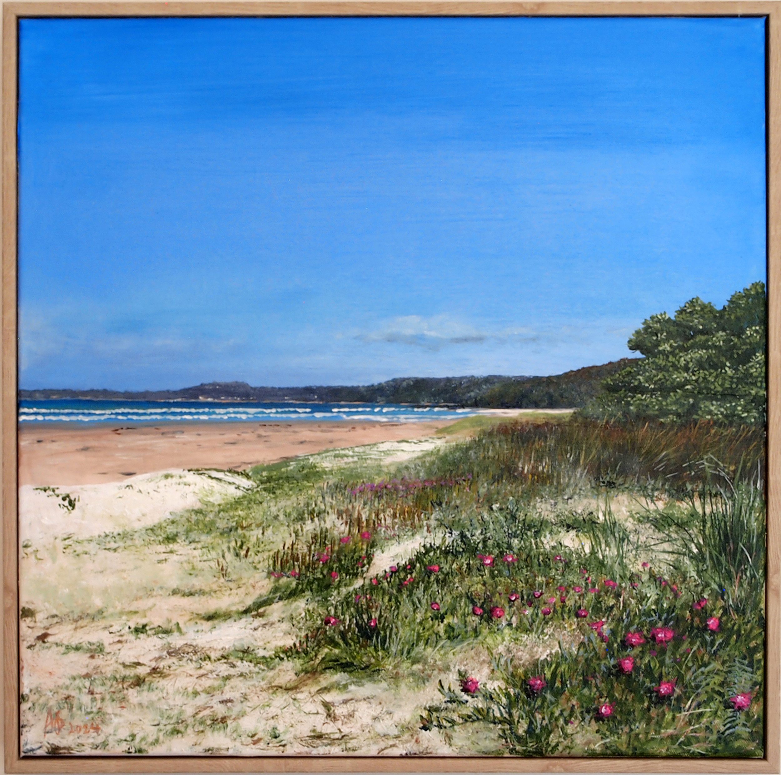Pigface and Dune Grass (Waratah Bay),
Amaria Stark.
Acrylic on canvas, 2024.
40.5cm x 40.5cm
