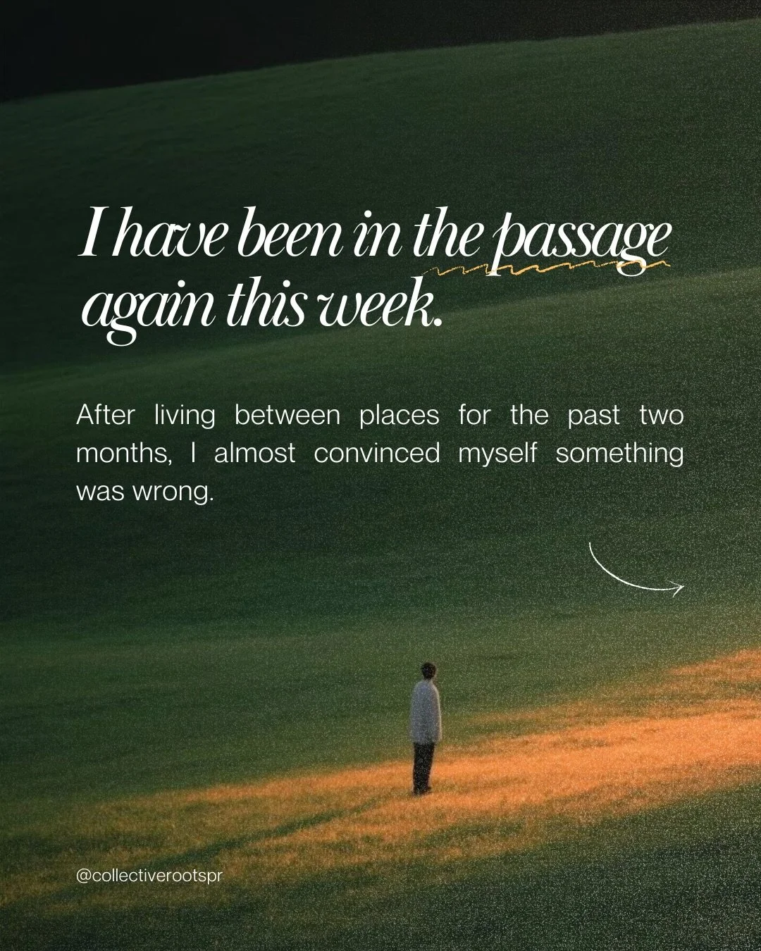 I finally sat down to journal this morning after going through a lot of changes these past couple of months, and this concept of the passage came to me. That in-between space where things are no longer what they were, but not yet fully something else