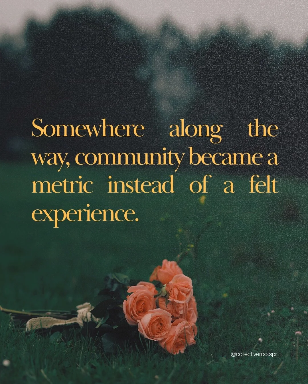The word community has stretched so wide it has started to lose its shape, and I think many of us can feel the difference between being seen by many and being known by few.

It is something to notice, the shift online culture has had on the way we co