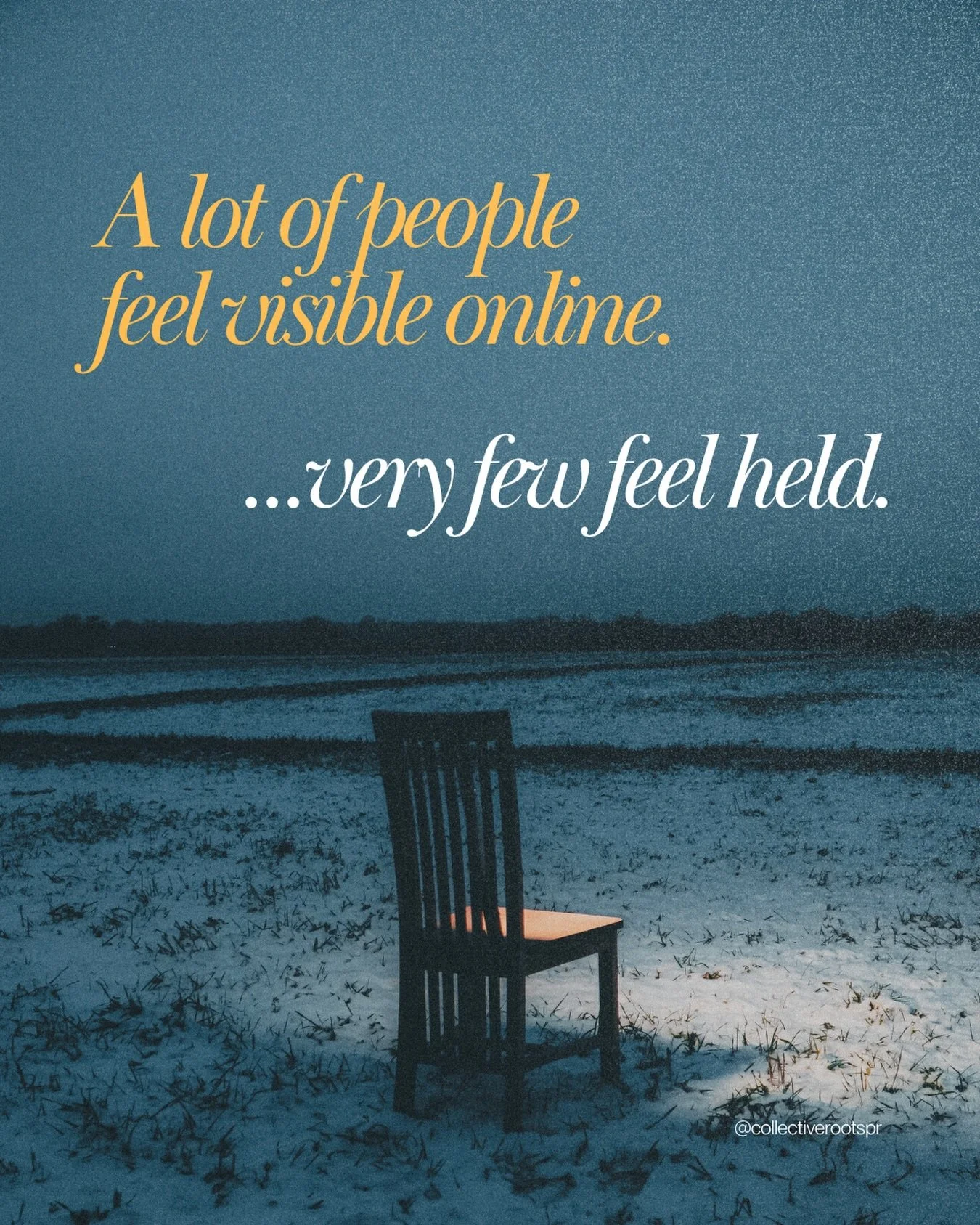 And the two are not the same. Visibility comes easily: you can be seen by millions, stay consistent, and still leave people unchanged. Being held is something else. It is what happens when your presence softens someone&rsquo;s nervous system instead 
