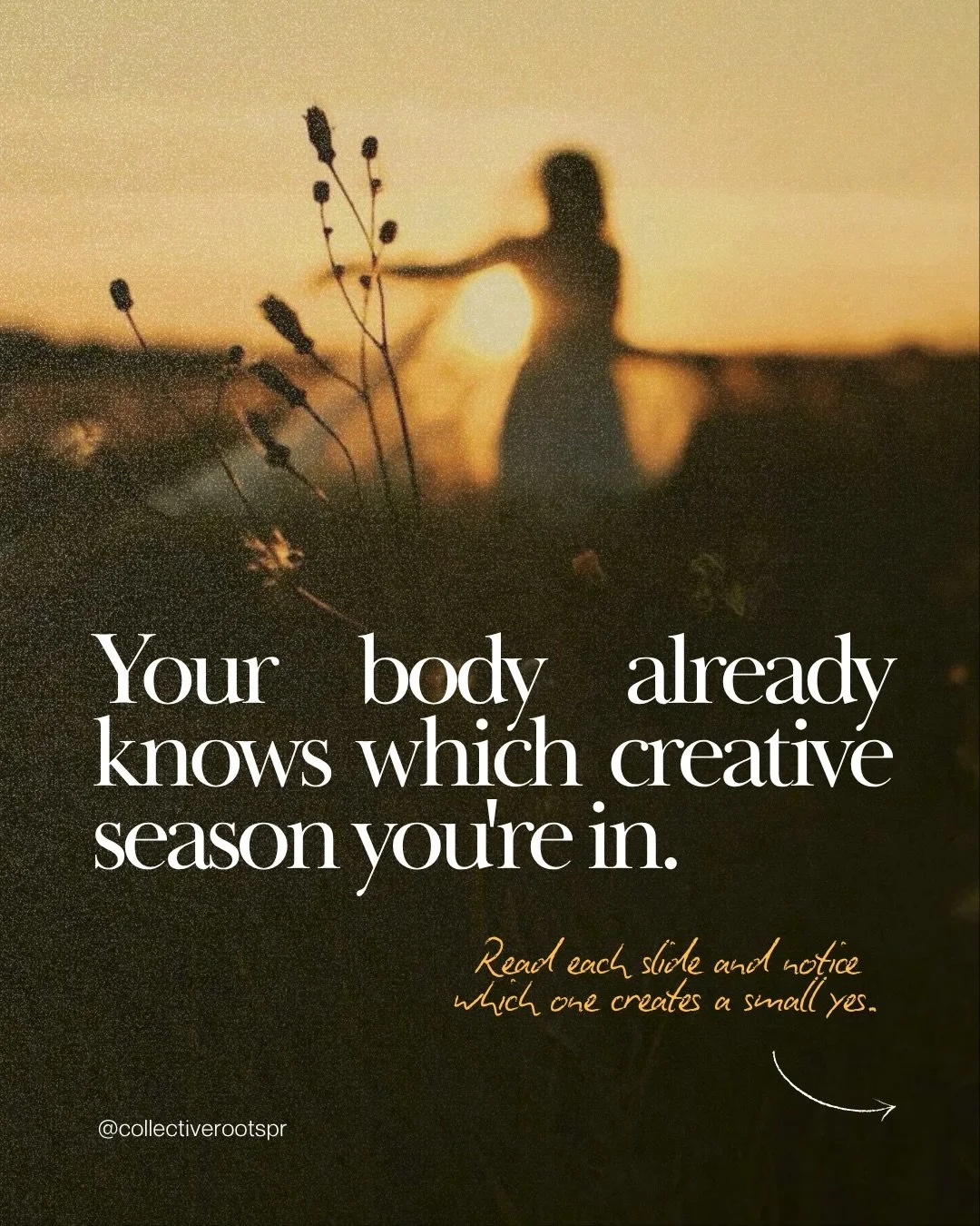 Finding out about our creative season can be done cognitively, but it&rsquo;s so important to tune into the body to get the confirmation. Here&rsquo;s a small somatic exploration for you.

Take a slow breath, then read each statement and notice which