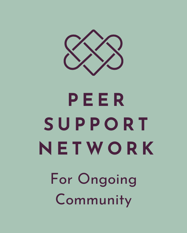 network with ongoing community of domestic violence survivors in green background