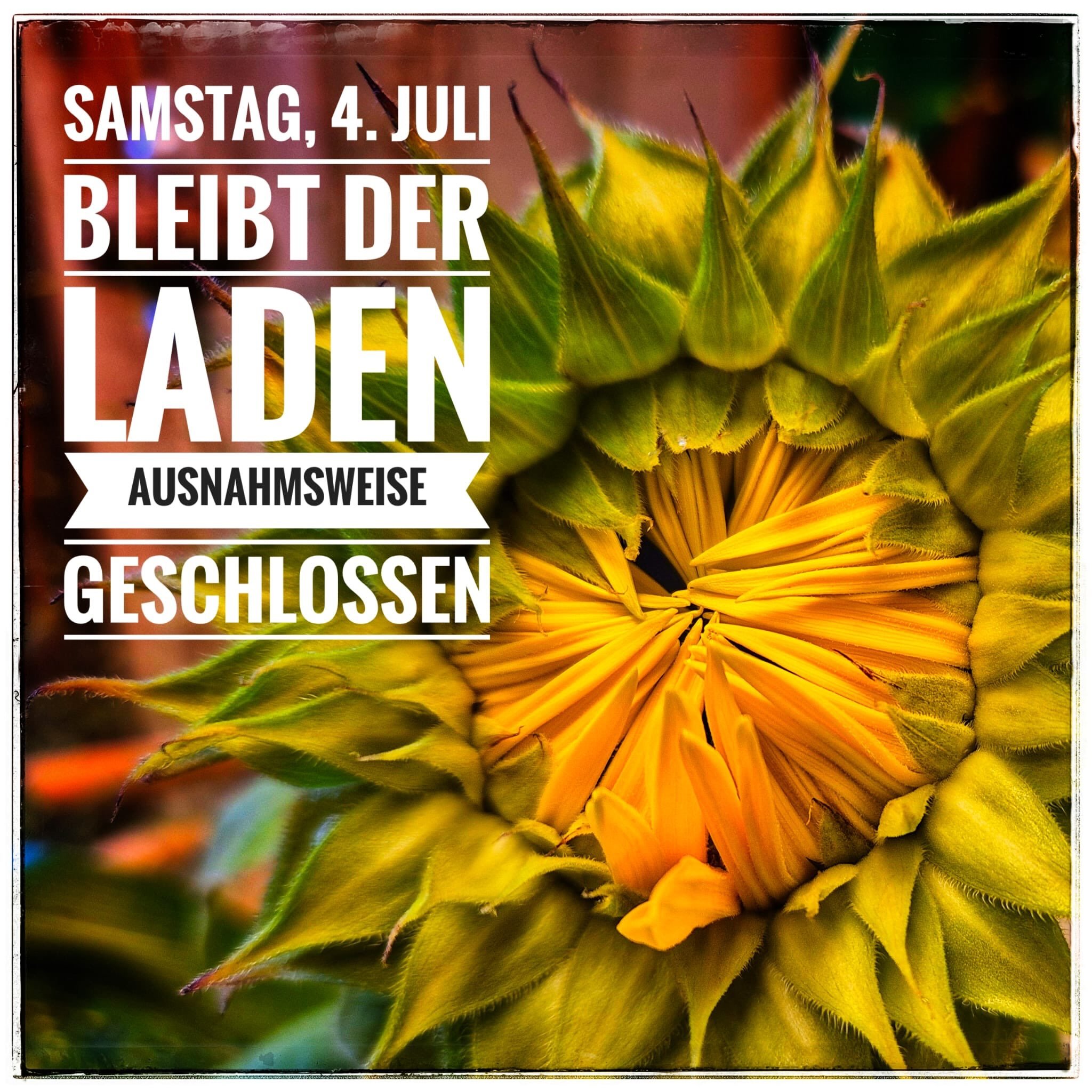 Am Samschtig 4.Juli 2026 bliibt de bluem&auml;ch&auml;ller zu&auml;🌺🌸 Dank&auml; f&uuml;r &uuml;ches Verst&auml;ndnis☀️😎I &uuml;sere S&auml;lbschtbedienig h&auml;ts aber e sch&ouml;ni Uswahl🌸🌺