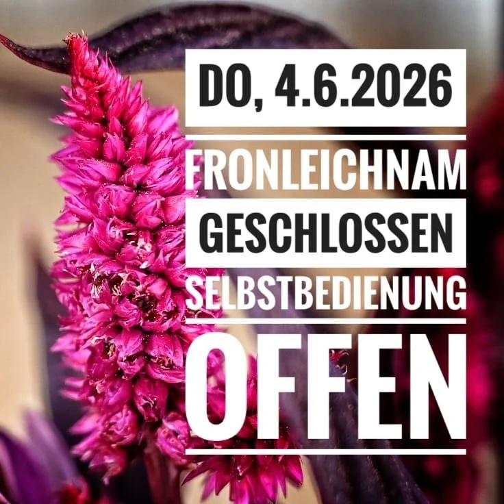 Heute bleibt unser Gesch&auml;ft geschlossen.Unsere Selbstbedienung ist aber OFFEN🌸🌺 Am Freitag sind wir ab 8.30 gerne wieder f&uuml;r Euch da🌸