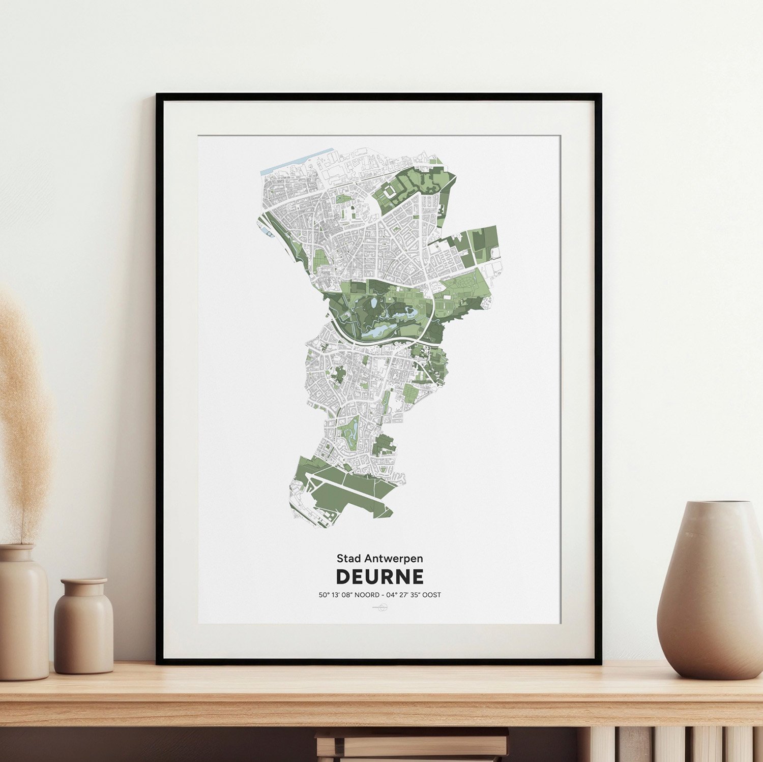 Decoratieve Poster met ingelijste kaart van het district Deurne.