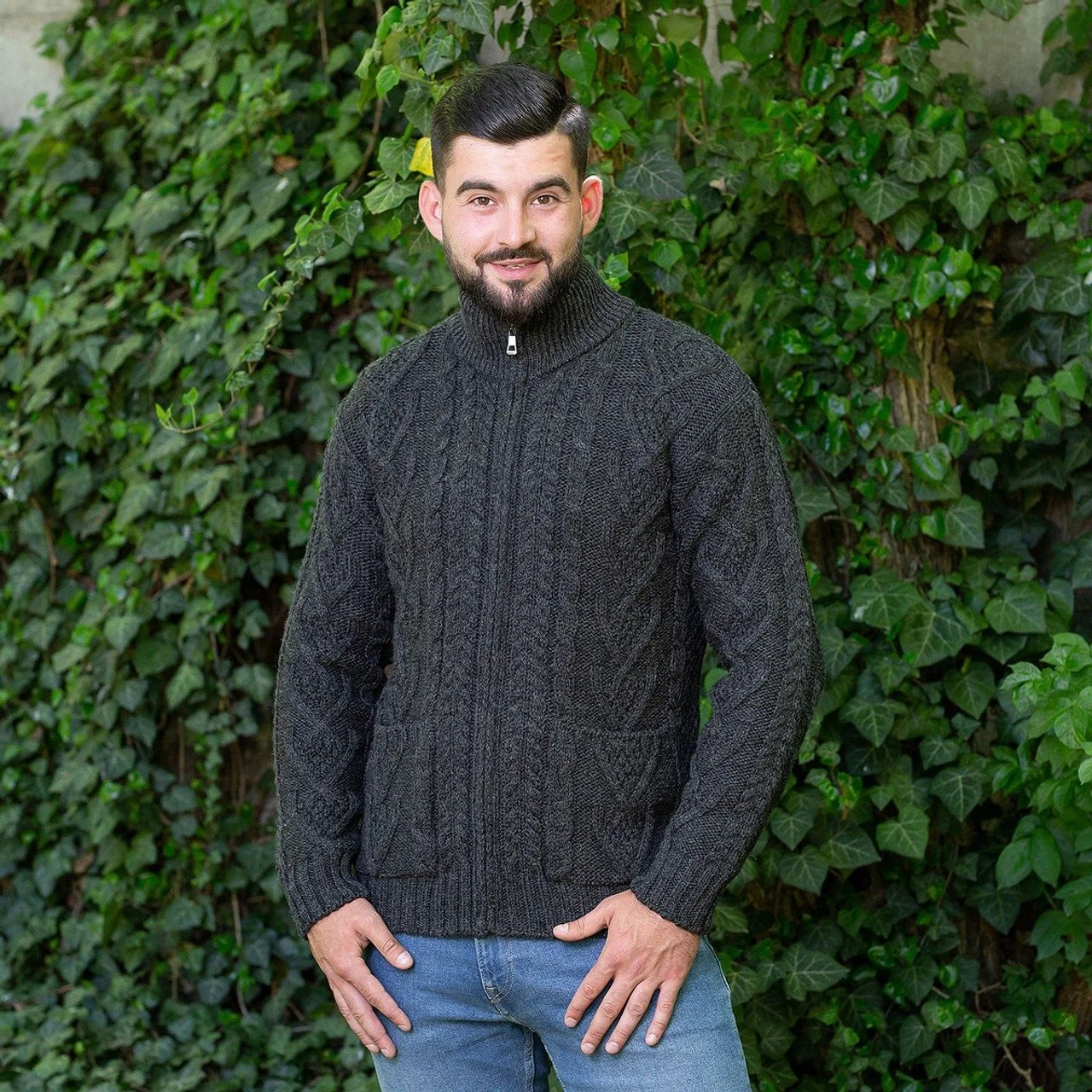 Mens Zipper Cardigan-Charcoal-MM205.jpg