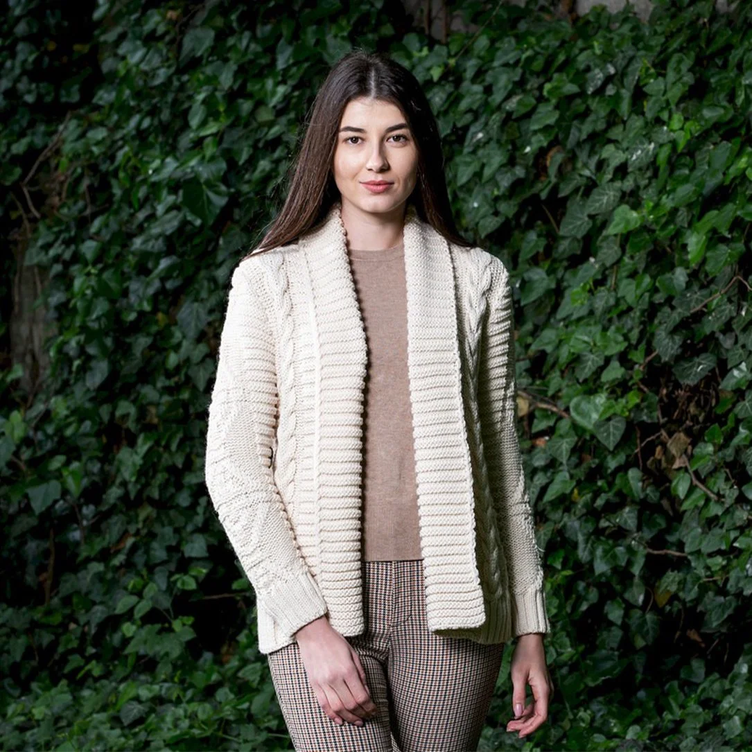 Open Front Cable Knit Cardigan - Front1 - Natural - AWL121-300.jpg