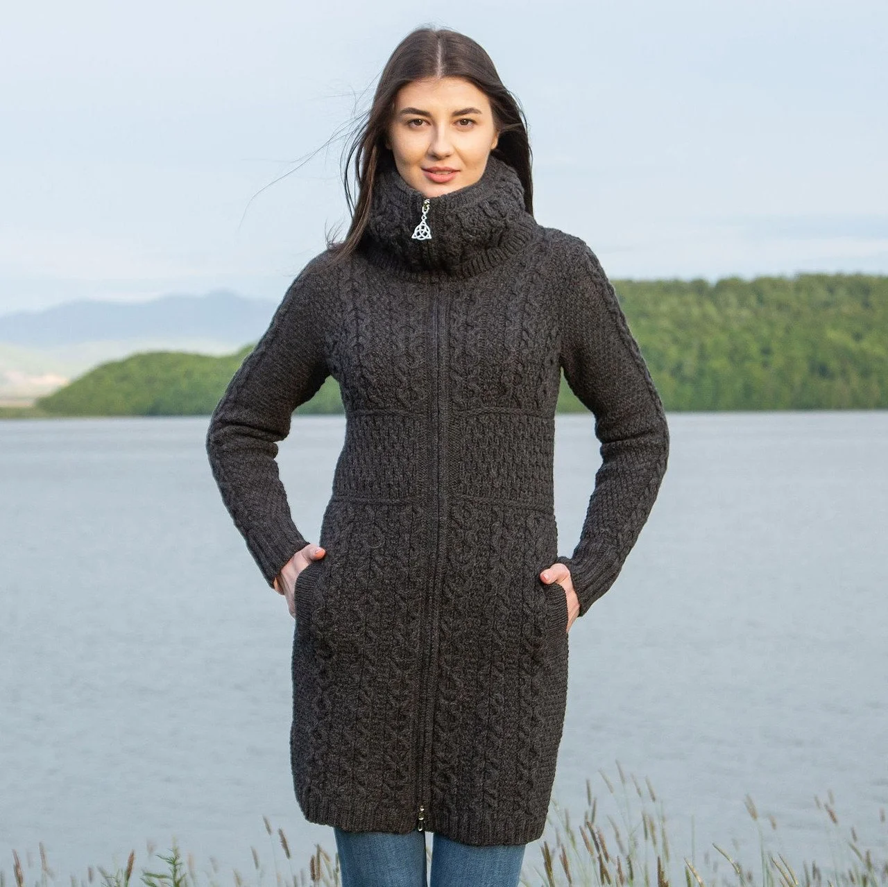 Double Collar Zip Cardigan-Charcoal-front1-ML106.jpg