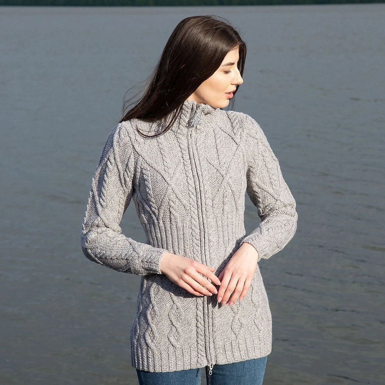 Cable Cardigan With Zipper-Grey-ML142--.jpg