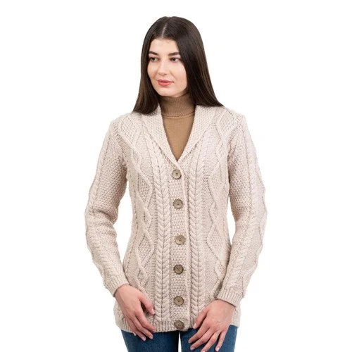 Ladies Shawl Collar Cardigan-front - Parsnip-ML163-108.jpg