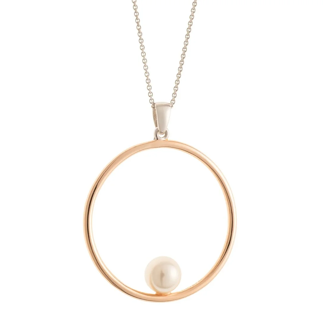 G9017-Galway Crystal Pearl Hoop Sterling Silver & Rose Gold Pendant.jpg