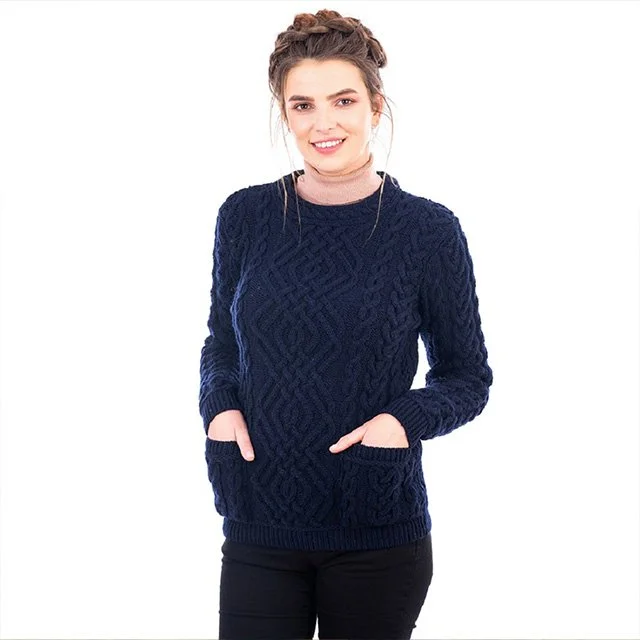 Cable Knit Crew Sweater-Front- Navy-ML102.jpg
