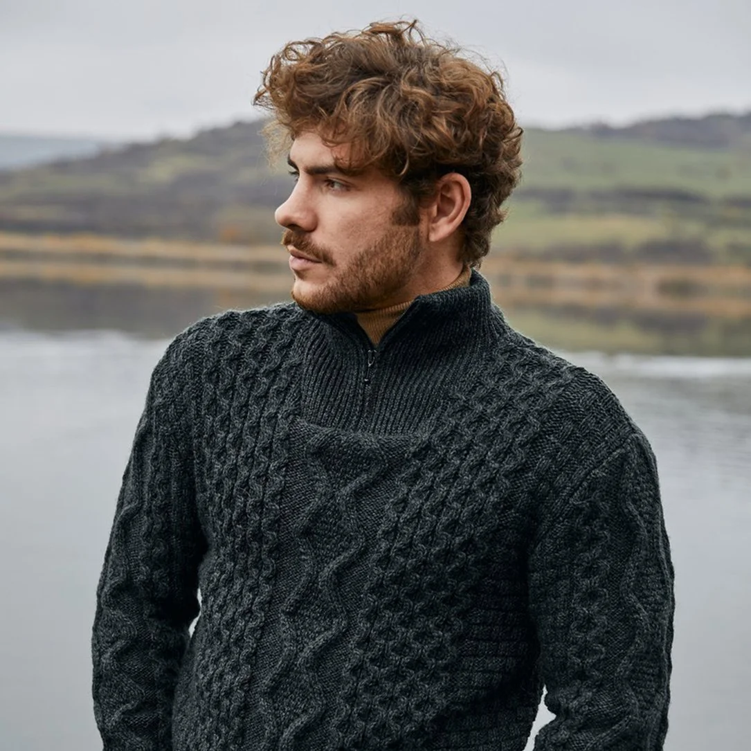 Men_s Wool Half Zip Sweater-Front 1-Charcoal-MM902.jpg