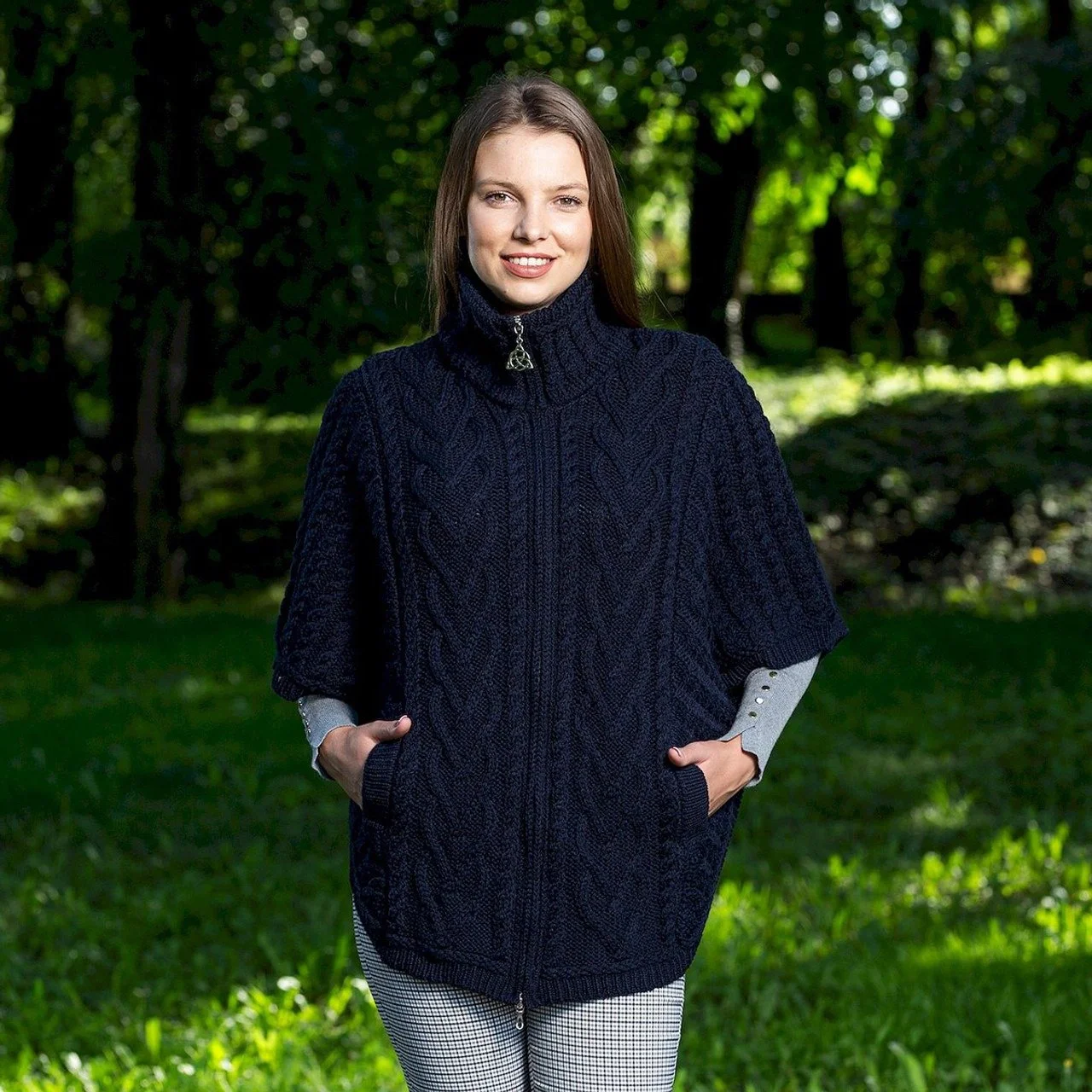 Funnel Neck Poncho Jacket-Navy-1--ML107.jpg