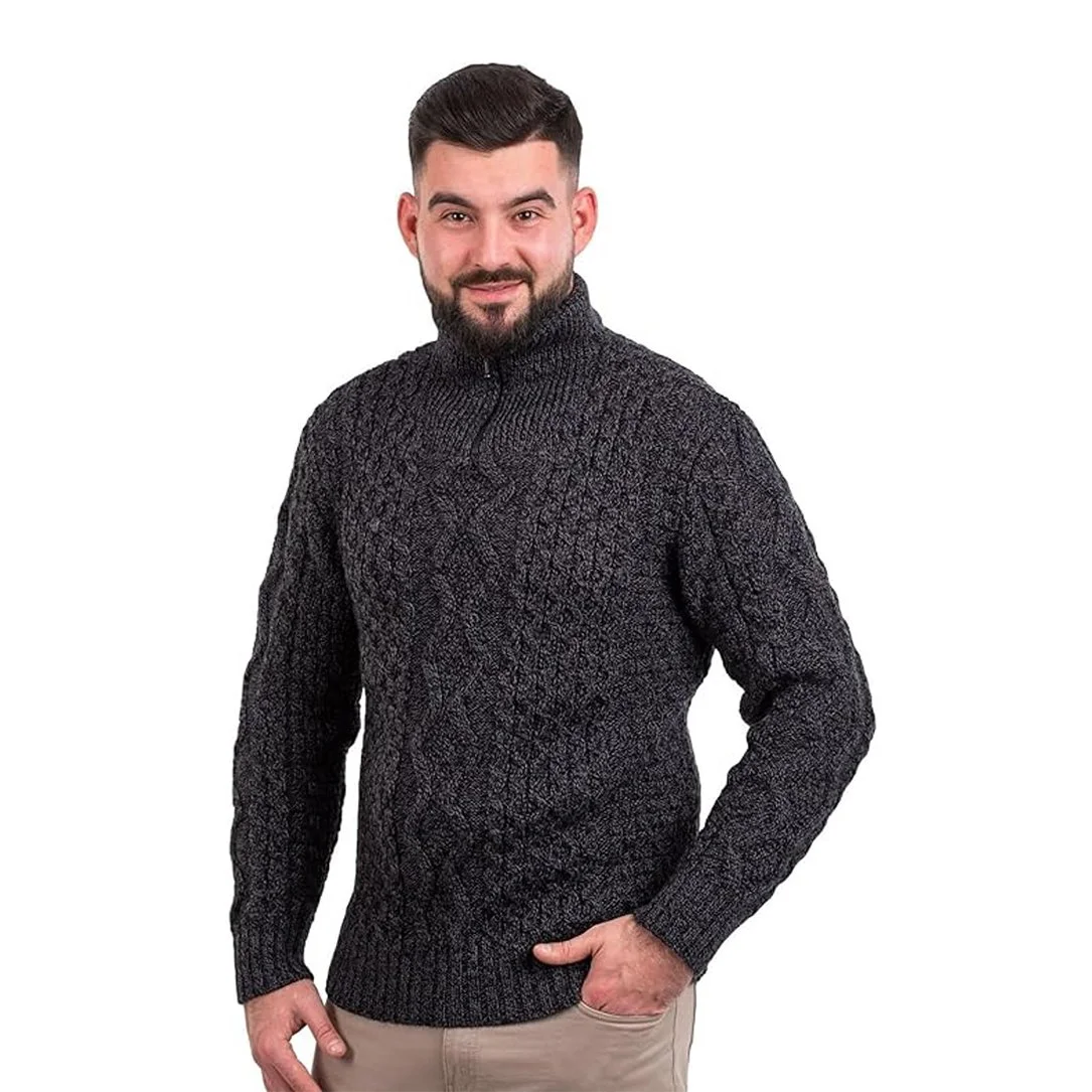 Men_s Wool Half Zip Sweater-Front 1 -Anthracite-MM902.jpg