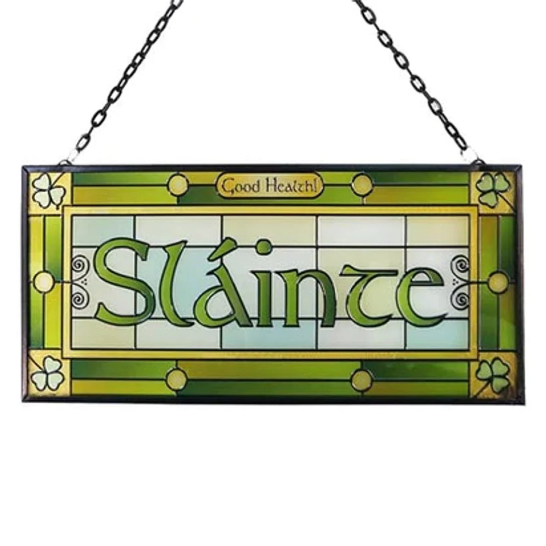 Slainte Rectangular Stained Glass Panel-Front-Green-CL-0083-407.jpg