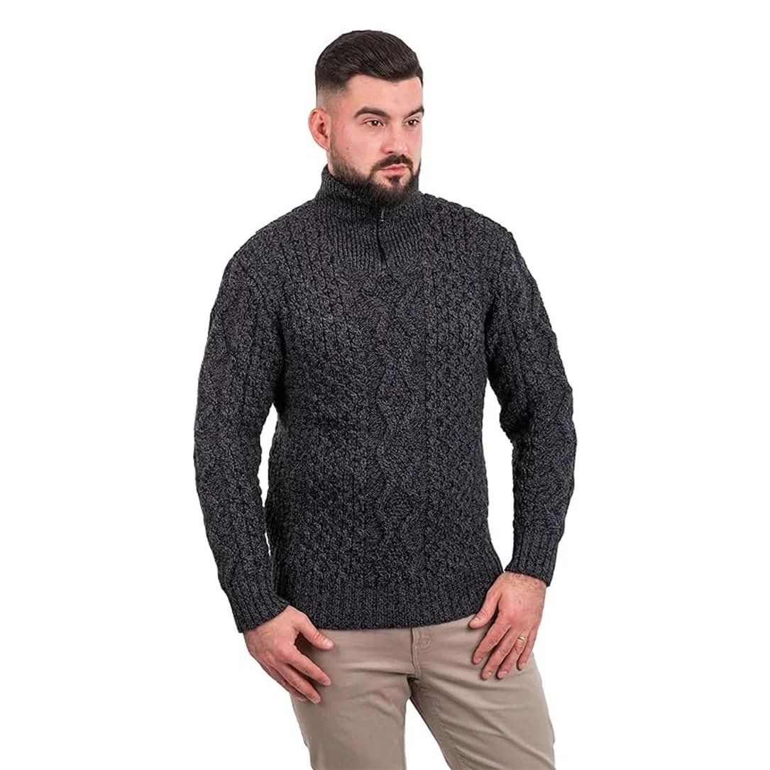 Men_s Wool Half Zip Sweater-Front 2 -Anthracite-MM902.jpg