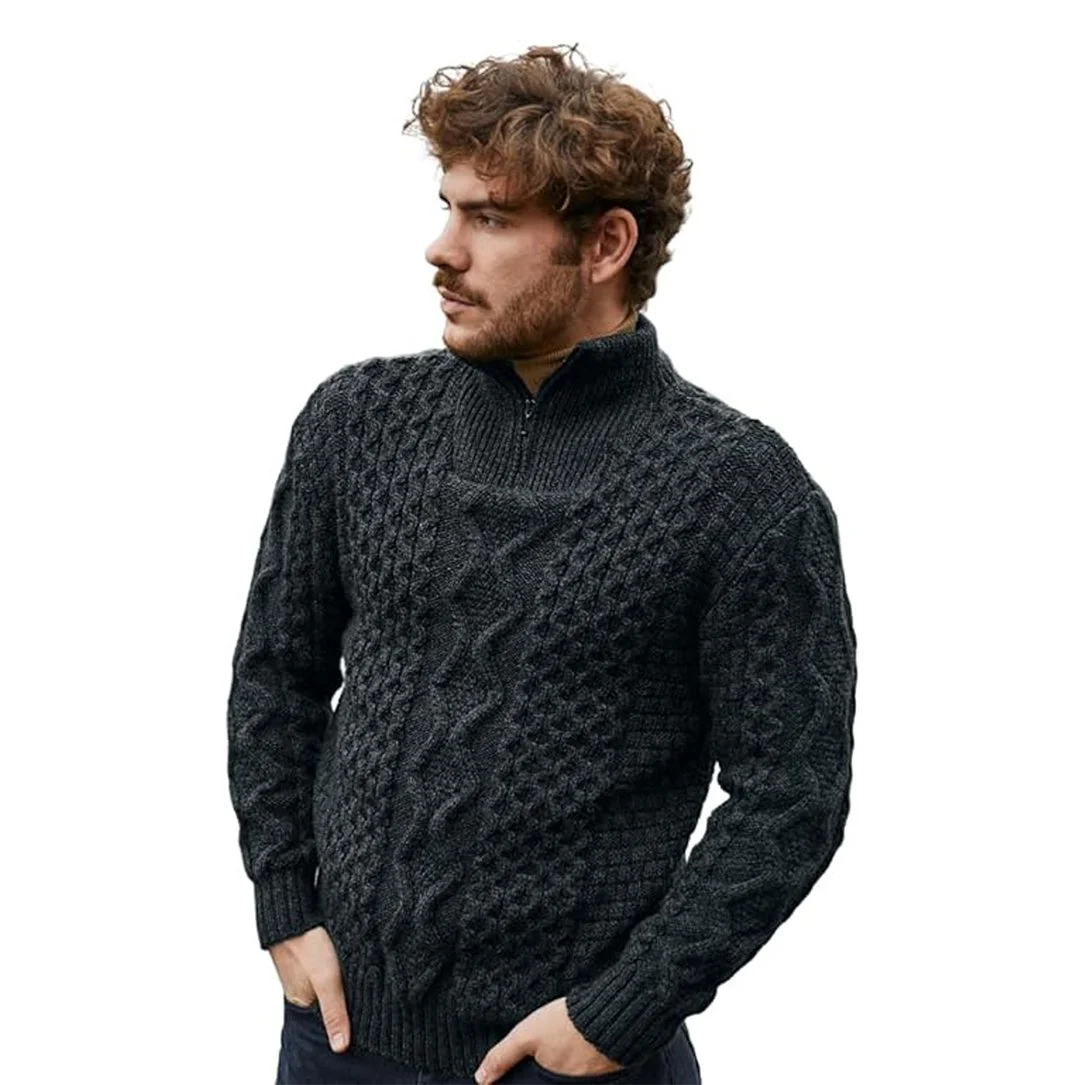Men_s Wool Half Zip Sweater-Front 2-Charcoal-MM902.jpg