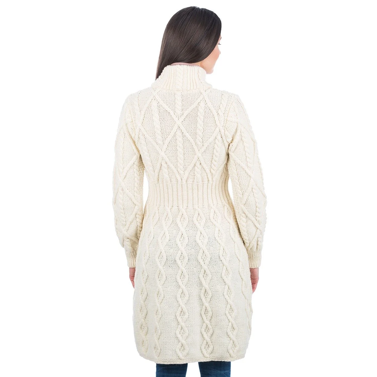 Aran Cable Signature Coat - Back - Natural - ML126-100.jpg