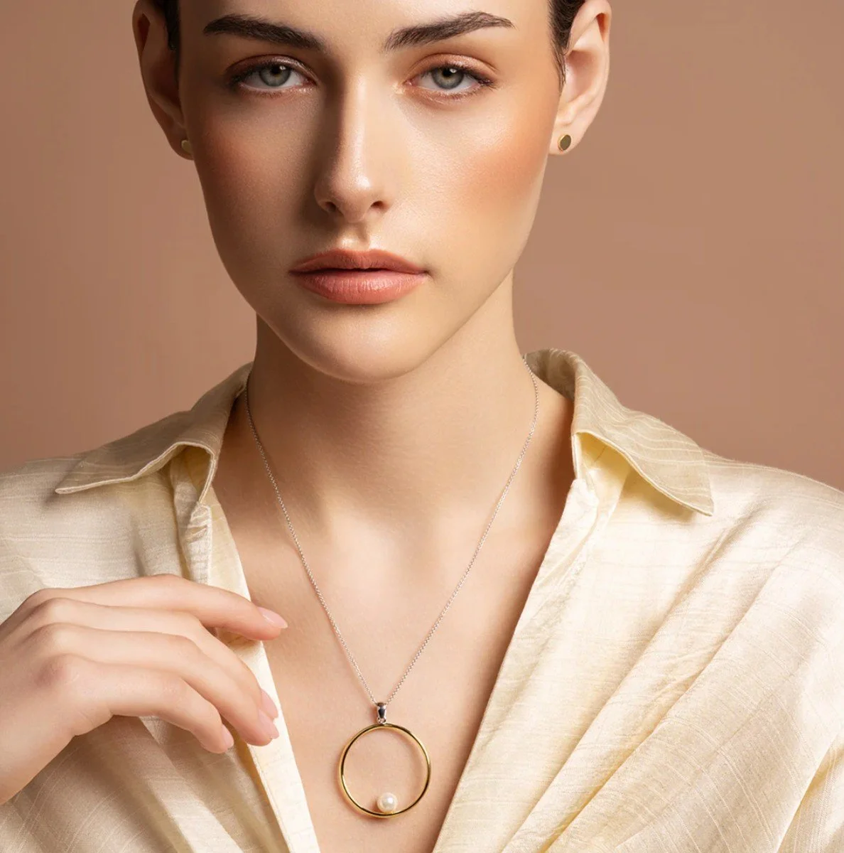 G9016-Galway Crystal Pearl Hoop Sterling Silver & Gold Pendant 2.jpg