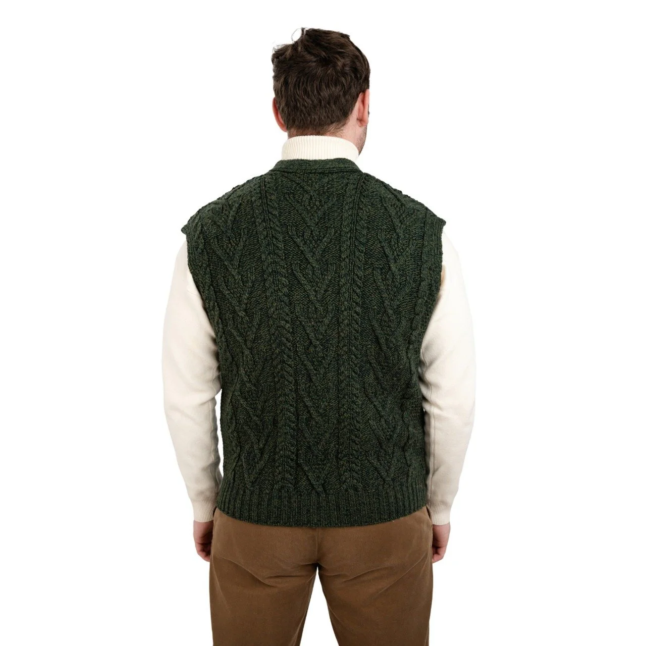 Mens Aran Sleeveless Cardigan---Army Green-MM207.jpg