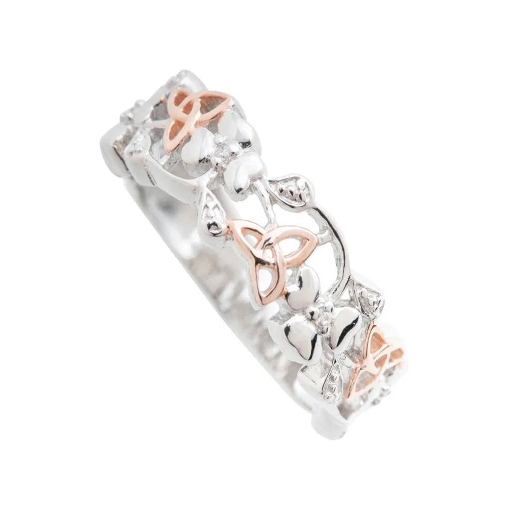 G7945-Galway Crystal Jewellery Trinity Knots & Shamrocks Rose Gold & Sterling Silver Ring.jpg