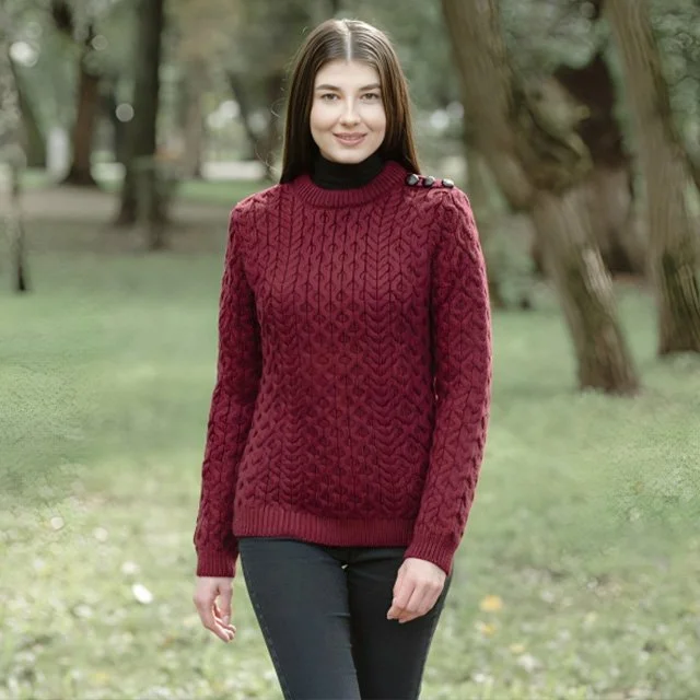 Ladies Side Button Sweater-Front-Wine-ML157.jpg