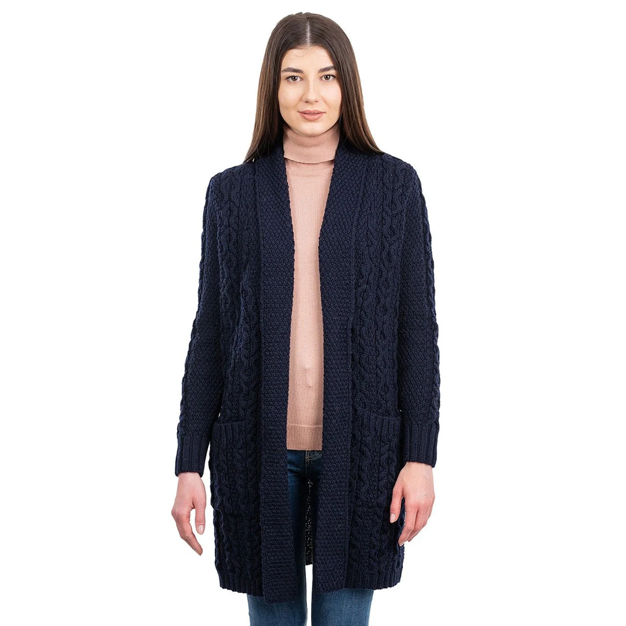 Ladies Open Face Cardigan-Navy-ML130.jpg