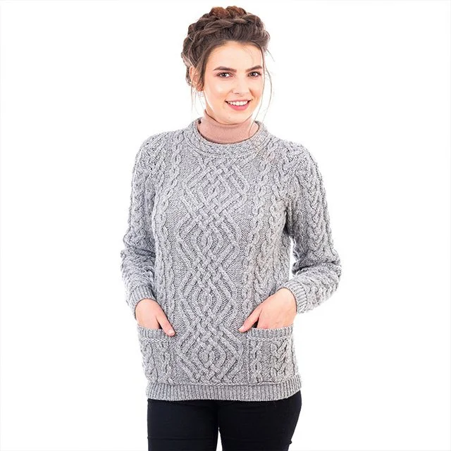 Cable Knit Crew Sweater-Front-- Grey-ML102.jpg
