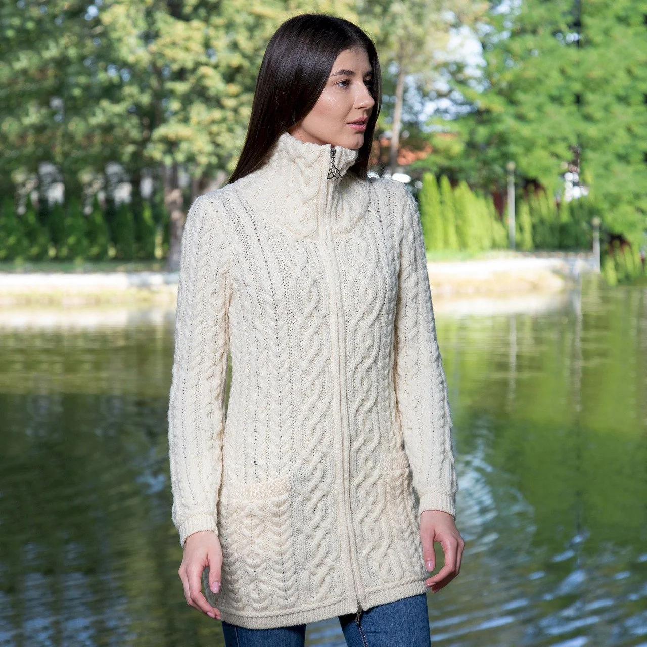 Soft Touch Ladies Aran Zip Cardigan-Natural-ML114.jpg